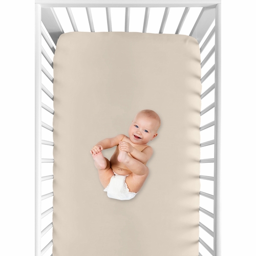 Desert Sun Collection Crib Sheet - Solid Taupe - alt image 3