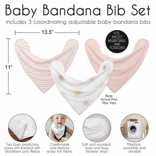 Desert Sun Collection Fabric Bandana Baby Bibs - 3 Pack Set - alt image 2