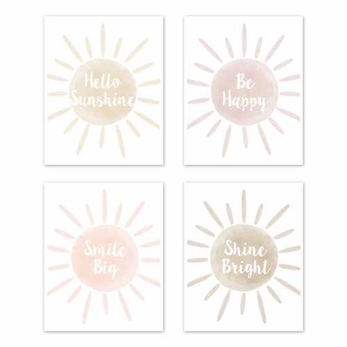 Desert Sun Collection Wall Art Prints - Set of 4 - Watercolor Sun
