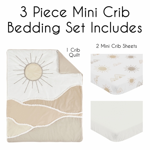 Desert Sun Taupe Collection 3 Piece Mini Crib Bedding Set - alt image 1