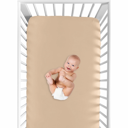 Desert Sun Taupe Collection Crib Sheet - Solid Dark Tan - alt image 3