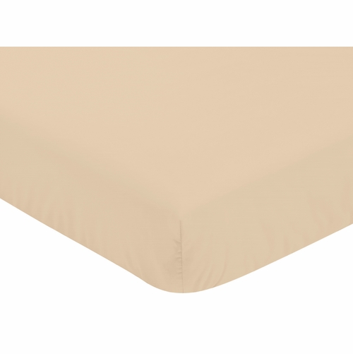 Desert Sun Taupe Collection Crib Sheet - Solid Light Tan - alt image 2