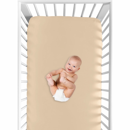 Desert Sun Taupe Collection Crib Sheet - Solid Light Tan - alt image 3