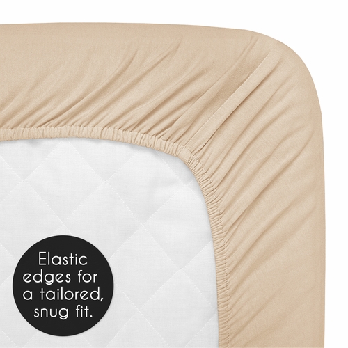 Desert Sun Taupe Collection Crib Sheet - Solid Light Tan - alt image 4