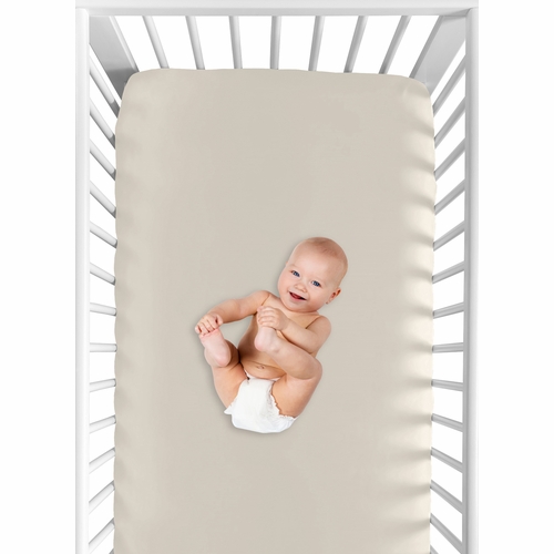 Desert Sun Taupe Collection Crib Sheet - Solid Tan - alt image 3