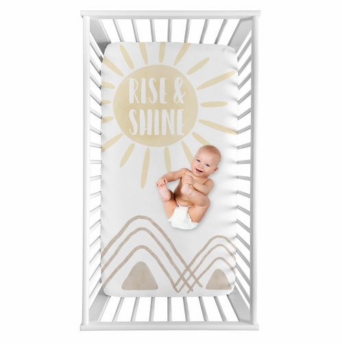 Desert Sun Taupe Collection Photo Op Crib Sheet - Rise and Shine