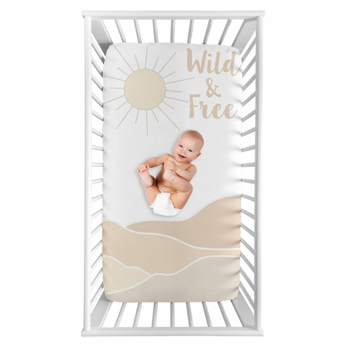 Desert Sun Taupe Collection Photo Op Crib Sheet - Wild and Free