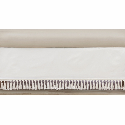 Desert Sun Taupe Collection Solid Ivory Fringe Crib Bed Skirt