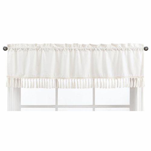 Desert Sun Taupe Collection Solid Ivory Fringe Window Valance