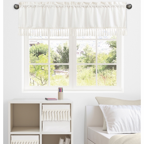 Desert Sun Taupe Collection Solid Ivory Fringe Window Valance - alt image 1
