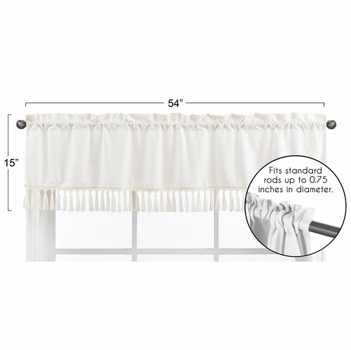 Desert Sun Taupe Collection Solid Ivory Fringe Window Valance - alt image 4