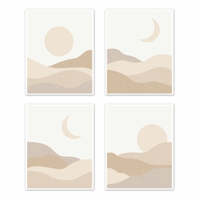 Desert Sun Taupe Collection Wall Art Prints - Set of 4