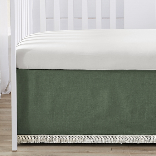 Diamond Tuft Dark Sage Green and Ivory Collection 4 Piece Crib Bedding - alt image 4