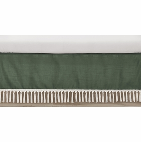 Diamond Tuft Dark Sage Green and Ivory Collection Crib Bed Skirt