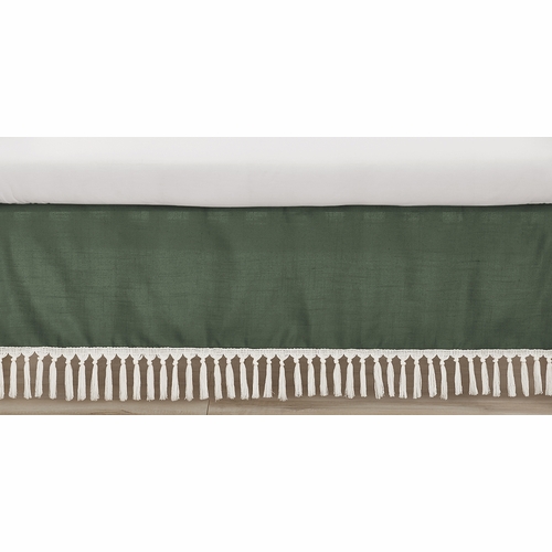 Diamond Tuft Dark Sage Green and Ivory Collection Crib Bed Skirt