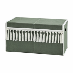 Diamond Tuft Dark Sage Green and Ivory Collection Fabric Toy Bin Storage