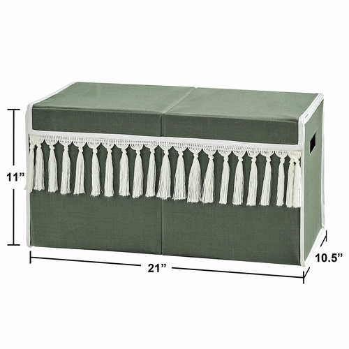 Diamond Tuft Dark Sage Green and Ivory Collection Fabric Toy Bin Storage - alt image 4