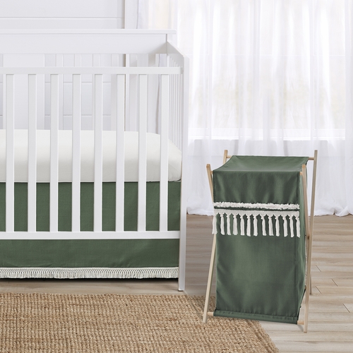 Diamond Tuft Dark Sage Green and Ivory Collection Hamper - alt image 1