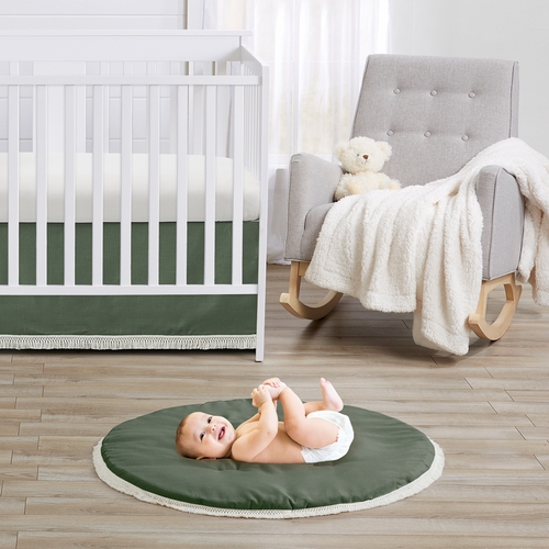 Diamond Tuft Dark Sage Green and Ivory Collection Playmat - alt image 1