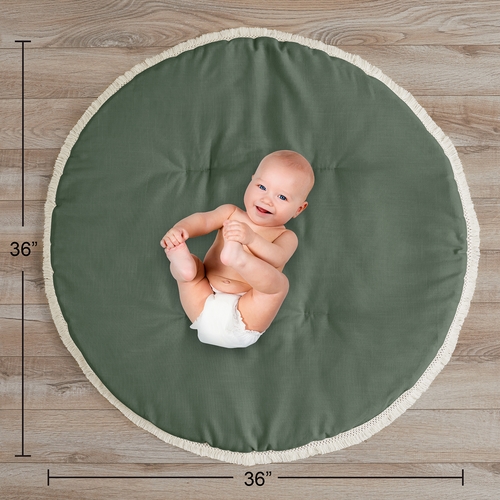 Diamond Tuft Dark Sage Green and Ivory Collection Playmat - alt image 3