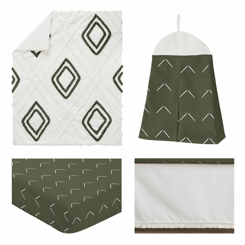 Diamond Tuft Hunter Green Collection 4 Piece Crib Bedding - alt image 1