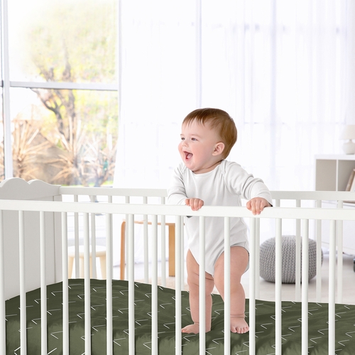 Diamond Tuft Hunter Green Collection Crib Sheet - alt image 1