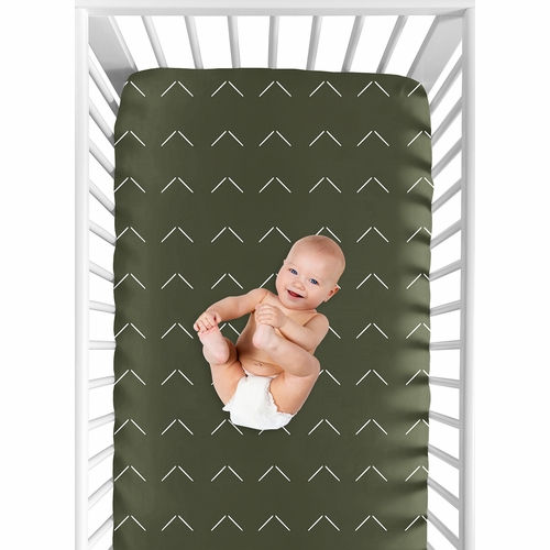 Diamond Tuft Hunter Green Collection Crib Sheet - alt image 3
