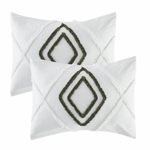 Diamond Tuft Hunter Green Collection Queen Duvet Cover Bedding Set - alt image 3