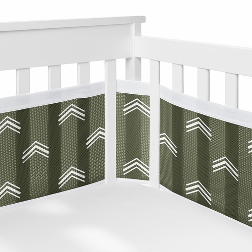 Diamond Tuft Hunter Green Collection Sweet Jojo Designs 6 Piece Crib Bedding + BreathableBaby Breathable Mesh Liner Pad - alt image 2