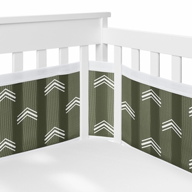Diamond Tuft Hunter Green Collection Sweet Jojo Designs + BreathableBaby Breathable Mesh Crib Liner Pad