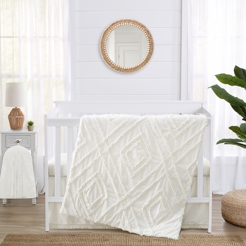 Diamond Tuft Ivory Collection 4 Piece Crib Bedding