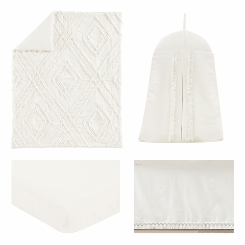 Diamond Tuft Ivory Collection 4 Piece Crib Bedding - alt image 1