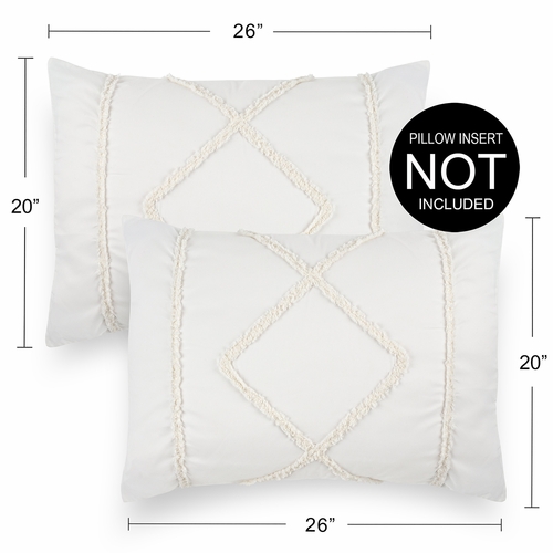Diamond Tuft Ivory Collection Pillow Sham Covers - 2 Pack Set - alt image 2