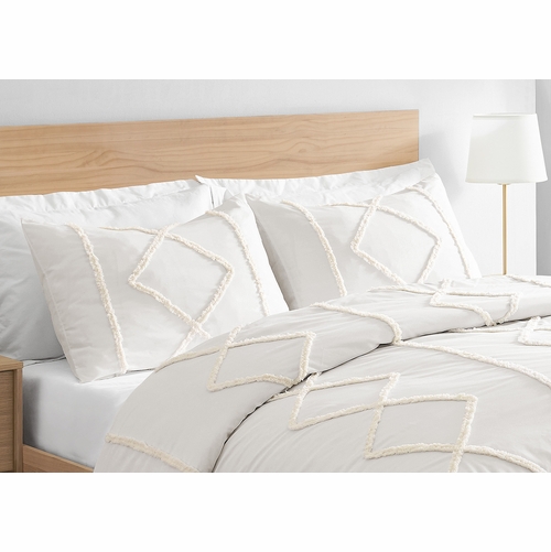 Diamond Tuft Ivory Collection Queen Duvet Cover Bedding Set - alt image 2