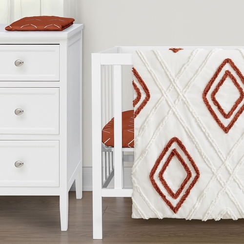 Diamond Tuft Orange Collection 3 Piece Mini Crib Bedding Set - alt image 4