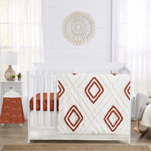 Diamond Tuft Orange Collection 4 Piece Crib Bedding