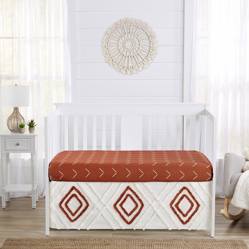 Diamond Tuft Orange Collection Crib Bed Skirt - alt image 1