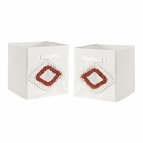 Diamond Tuft Orange Collection Foldable Fabric Storage Bins