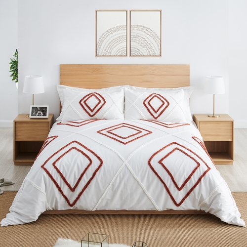Diamond Tuft Orange Collection King Duvet Bedding Set - alt image 1