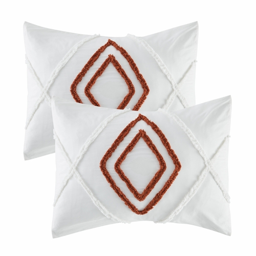 Diamond Tuft Orange Collection King Duvet Bedding Set - alt image 3