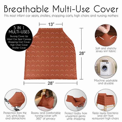 Diamond Tuft Orange Collection Multi Use Baby Car Seat and Nursing Cover - alt image 5