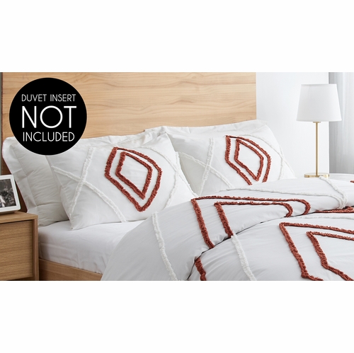 Diamond Tuft Orange Collection Queen Duvet Bedding Set - alt image 2