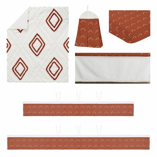 Diamond Tuft Orange Collection Sweet Jojo Designs 6 Piece Crib Bedding + BreathableBaby Breathable Mesh Liner - alt image 1