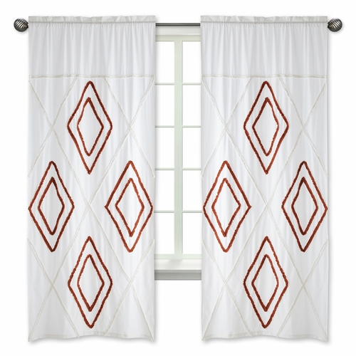 Diamond Tuft Orange Collection Window Panels - Set of 2