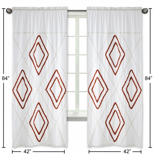 Diamond Tuft Orange Collection Window Panels - Set of 2 - alt image 4