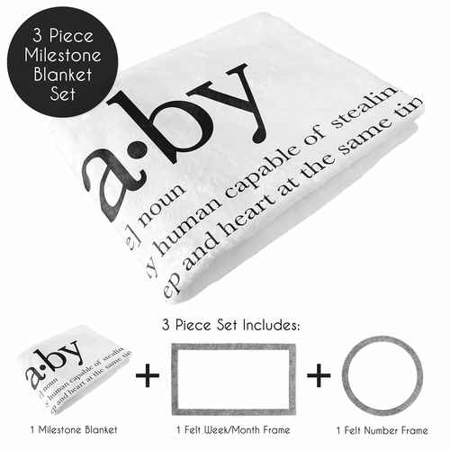 Dictionary Collection Monthly Milestone Baby Blanket - alt image 1