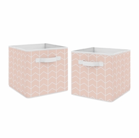 Elephant Grey And Blush Pink Collection Arrow Print Foldable Fabric Storage Bins