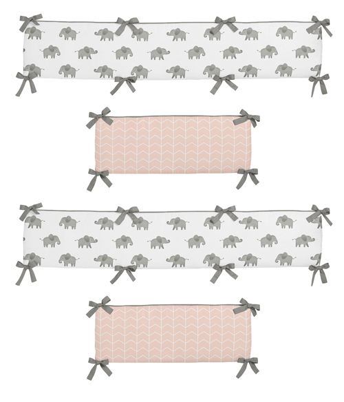 Elephant Grey and Blush Pink Collection Crib Bumper Pad