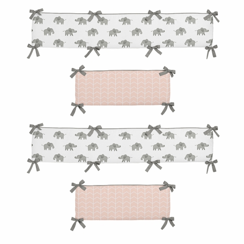 Elephant Grey and Blush Pink Collection Crib Bumper Pad