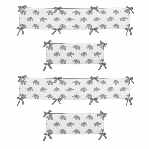 Elephant Grey and Blush Pink Collection Crib Bumper Pad - alt image 1